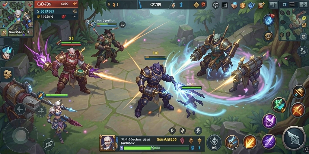 Screenshot gameplay CK789 menampilkan pertarungan strategis yang mendebarkan.