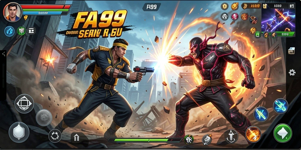 Tampilan dinamis dari gameplay FA99 dengan aksi menegangkan.