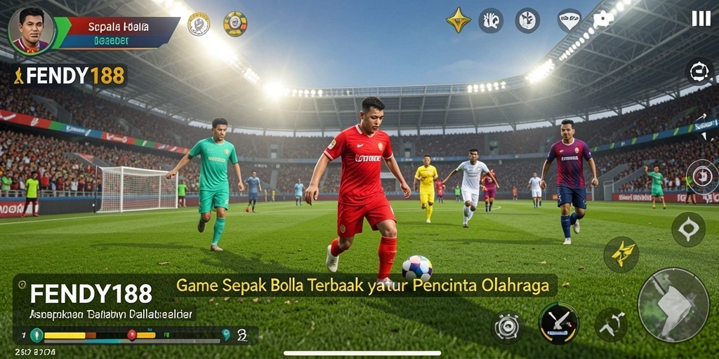 Screenshot gameplay FENDY188 menampilkan aksi sepak bola yang mendebarkan.