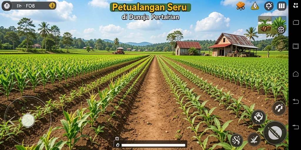 Screenshot menampilkan aksi seru bertani di FO8 dengan berbagai tanaman.