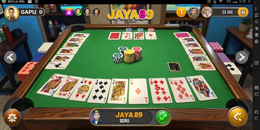 Screenshot utama JAYA89 menampilkan gameplay Gaple yang seru.