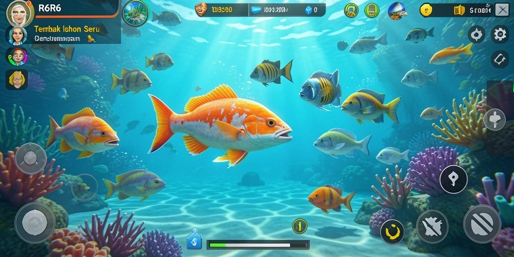 Tampilan gameplay seru dalam R6R6 saat menembak ikan.