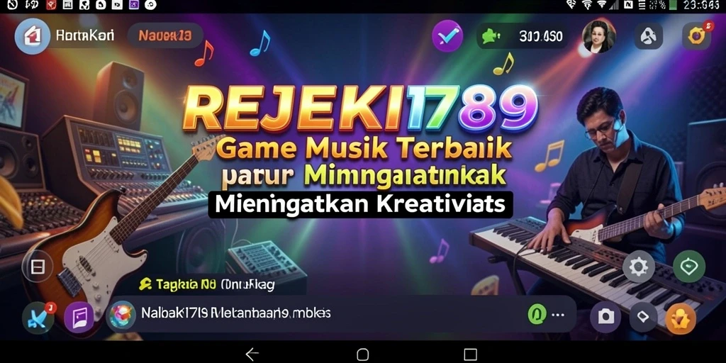 Screenshot menunjukkan fitur interaktif permainan musik REJEKI789.