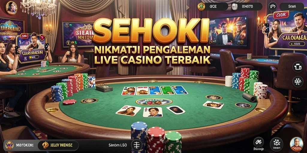 Tampilan gameplay SEHOKI dengan dealer langsung dan suasana kasino yang menegangkan.
